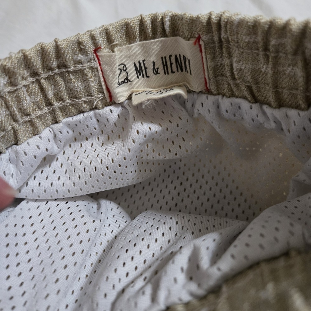 Me and Henry Boys Shorts 0-3 Months Light Brown W/ Checks Elastic Waist Mesh Und - Picture 7 of 8